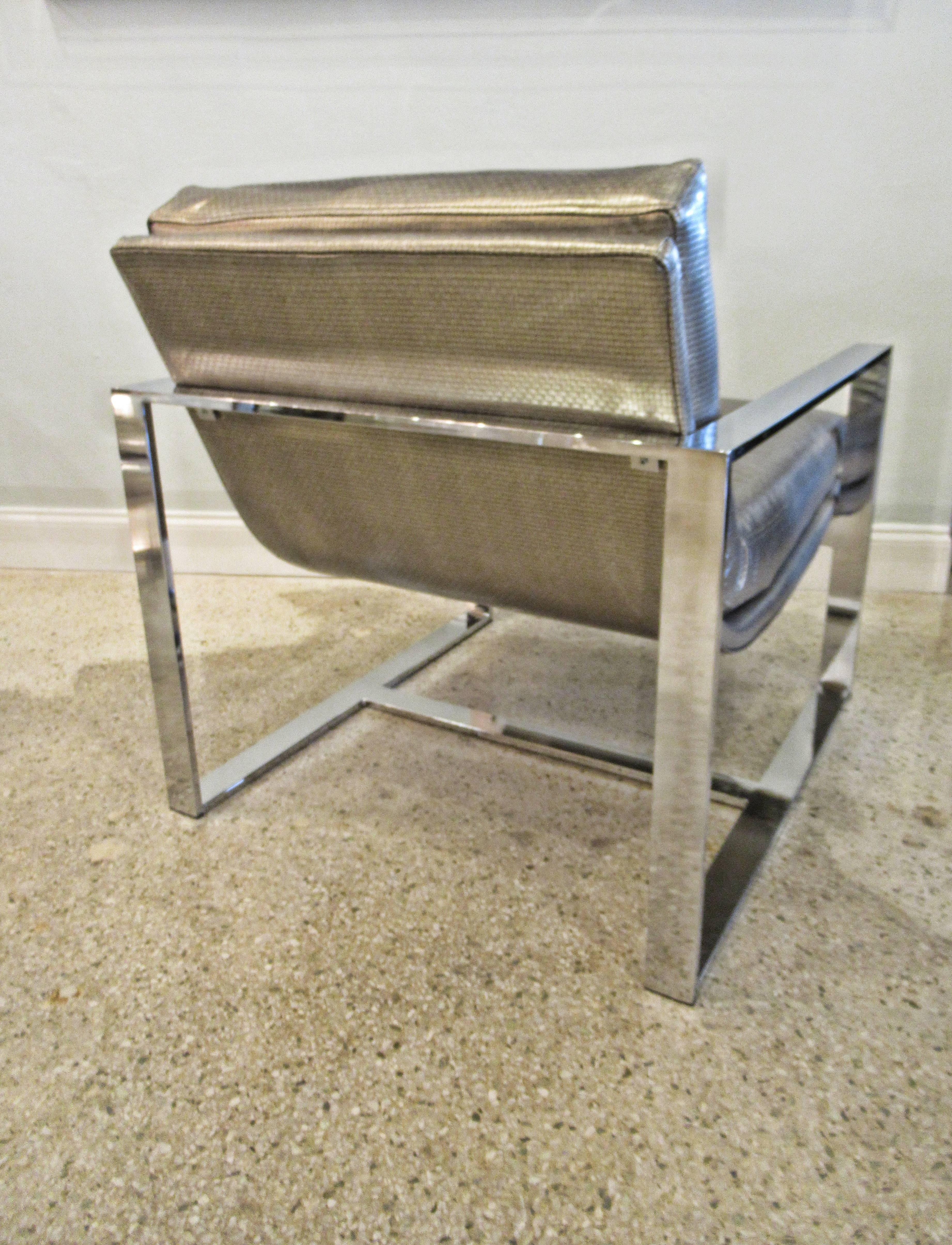 American Modern Polished Chrome Sling Chair, 1970s For Sale 3