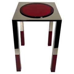 American Modern Polished Nickel and Lucite Table, Charles Hollis Jones