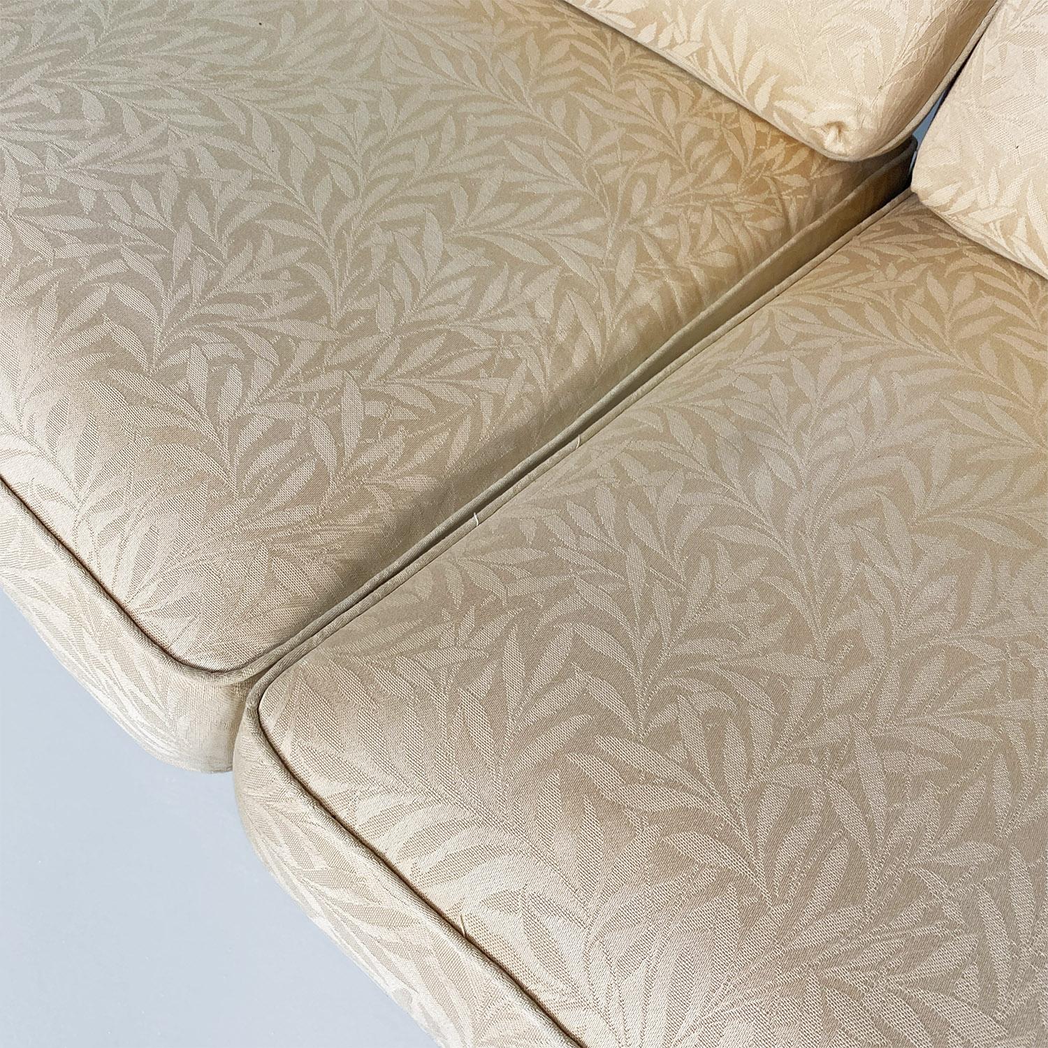 American modern rattan and beige floreal fabric sofa by McGuire Company, 1970s 6