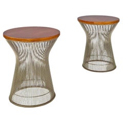 Mesas de centro redondas de madera modernas americanas de Warren Platner para Knoll, años 70