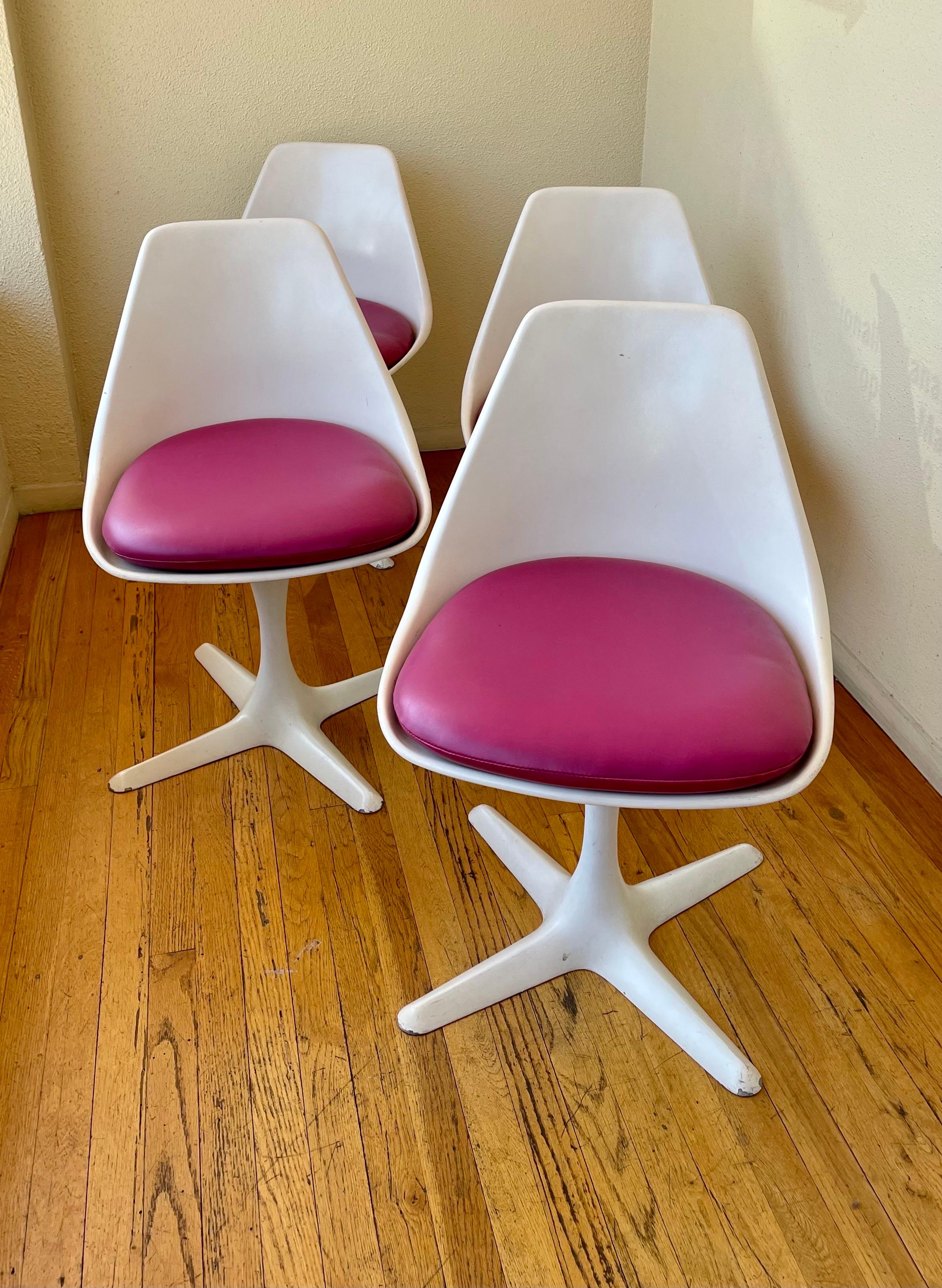 20th Century American Modern Space Age Set of 4 Swivel Chairs by Maurice Burke