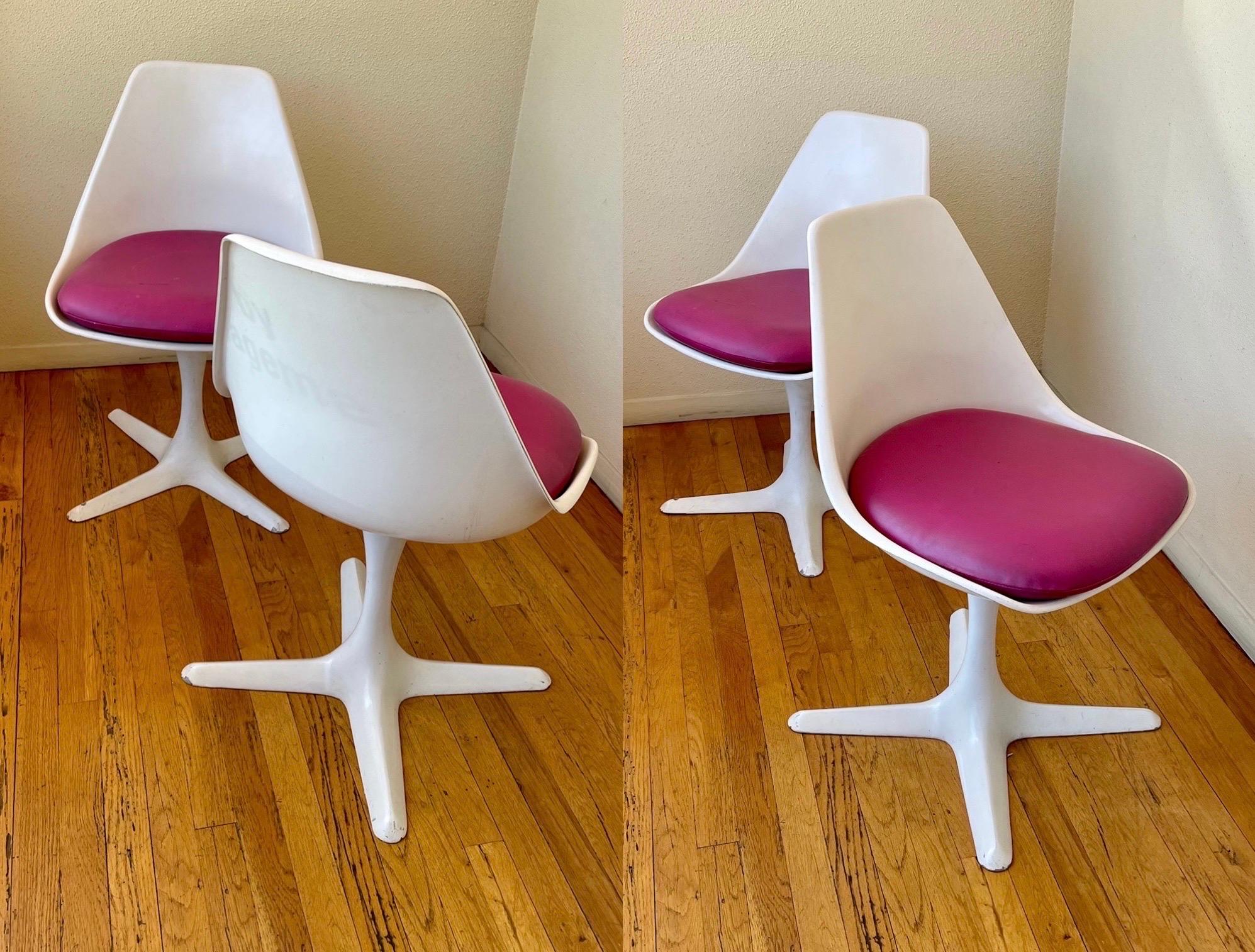 American Modern Space Age Set of 4 Swivel Chairs by Maurice Burke 1