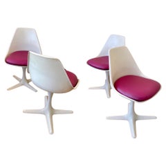 Vintage American Modern Space Age Set of 4 Swivel Chairs by Maurice Burke