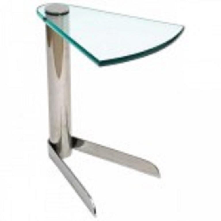 Mid-Century Modern American Modern Stainless Steel and Glass Side Table, Pace Collection For Sale