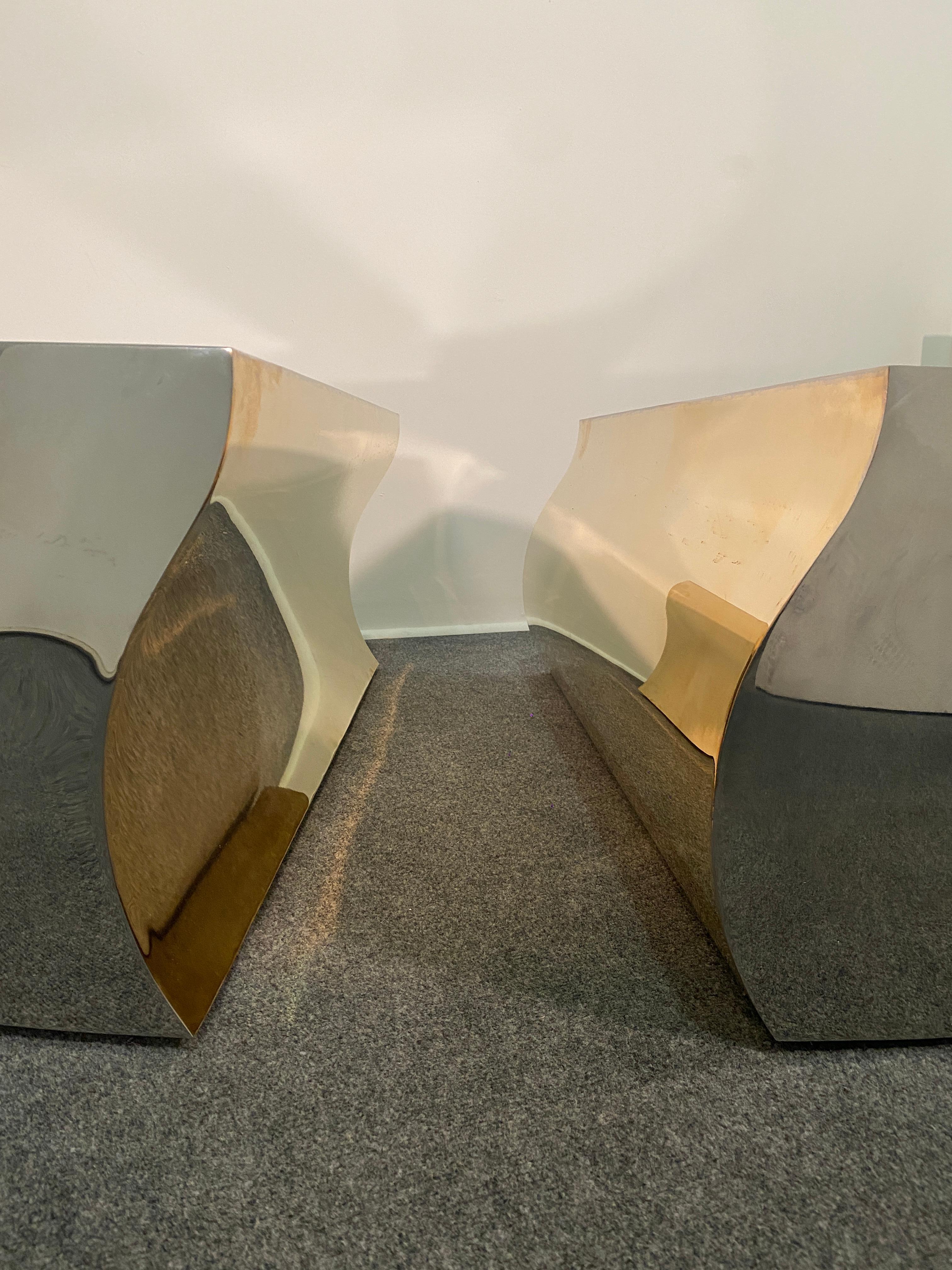 Modern Stainless Steel Bronze Center Freeform Cocktail Table, Karl Springer For Sale 10