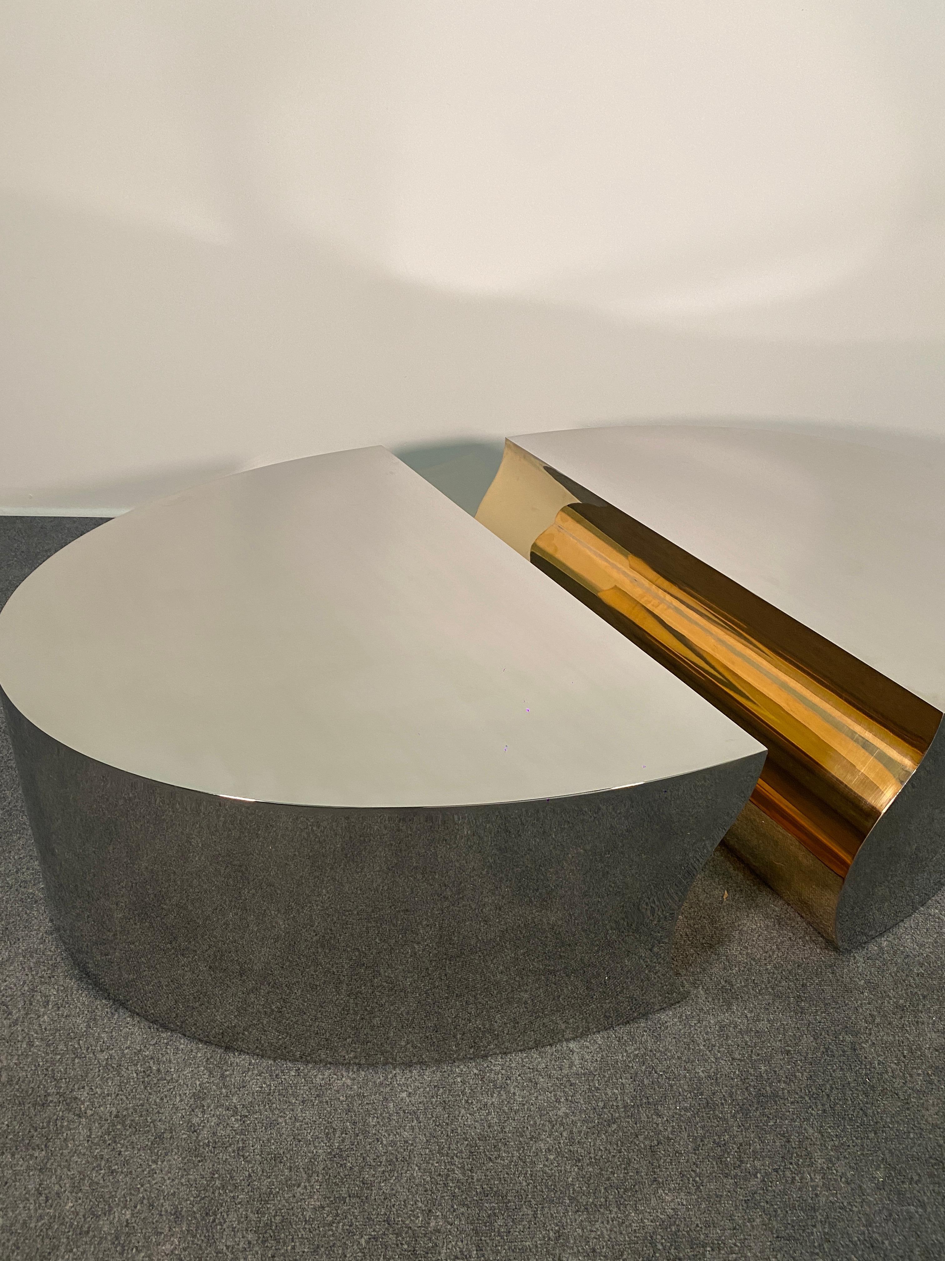 Modern Stainless Steel Bronze Center Freeform Cocktail Table, Karl Springer For Sale 4