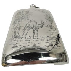 Antique American Modern Sterling Silver Camel Flask