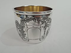 Tasse pour bébé américaine moderne en argent sterling sur le thème du chien