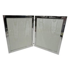 American Modern Sterling Silver Double Diptych Picture Frame