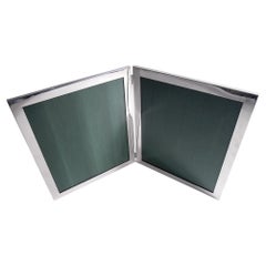 Cadre photo double diptyque moderne américain en argent sterling