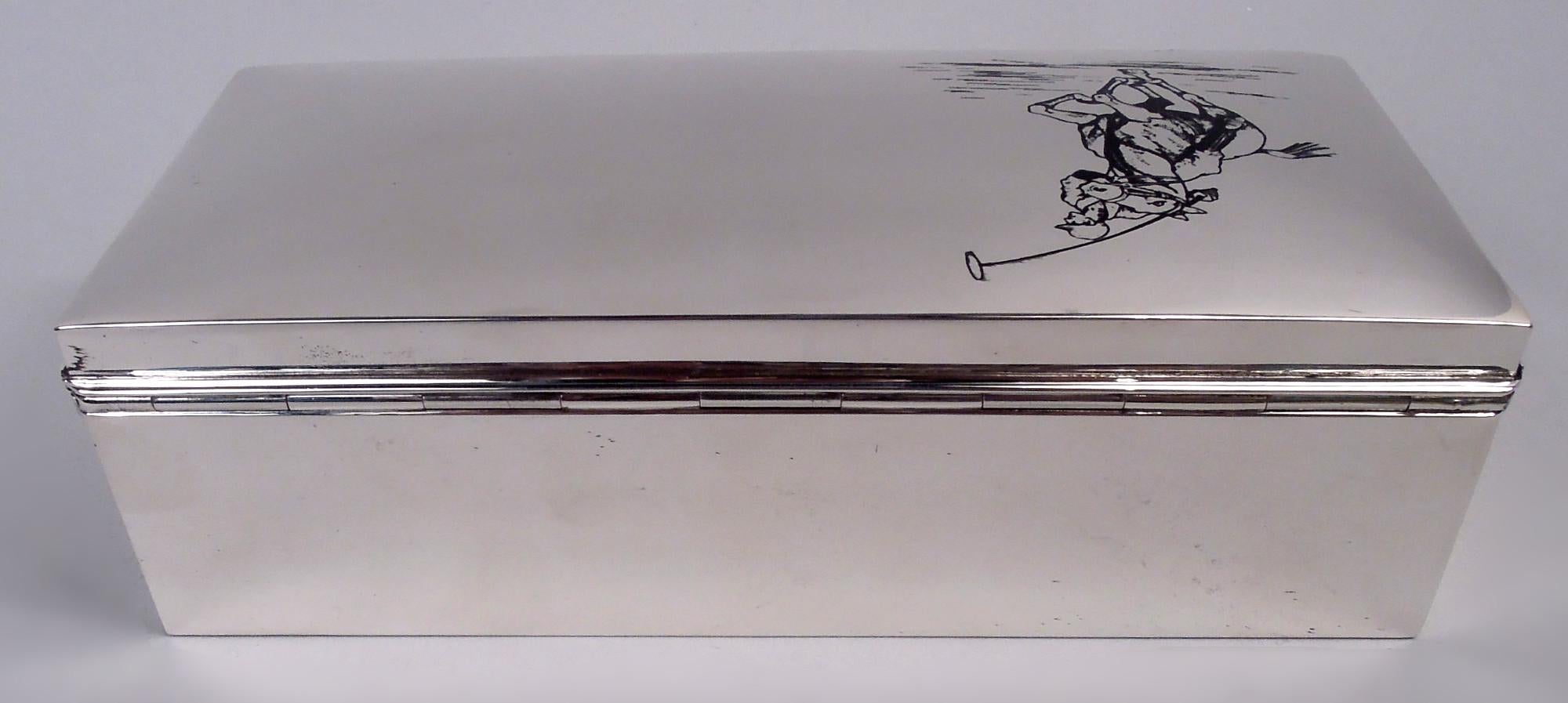 Scatola moderna americana in argento sterling e smalto con cavallo da polo In condizioni buone in vendita a New York, NY