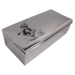 Amerikanische Moderne Sterling Silber & Emaille Polo Pferd Box