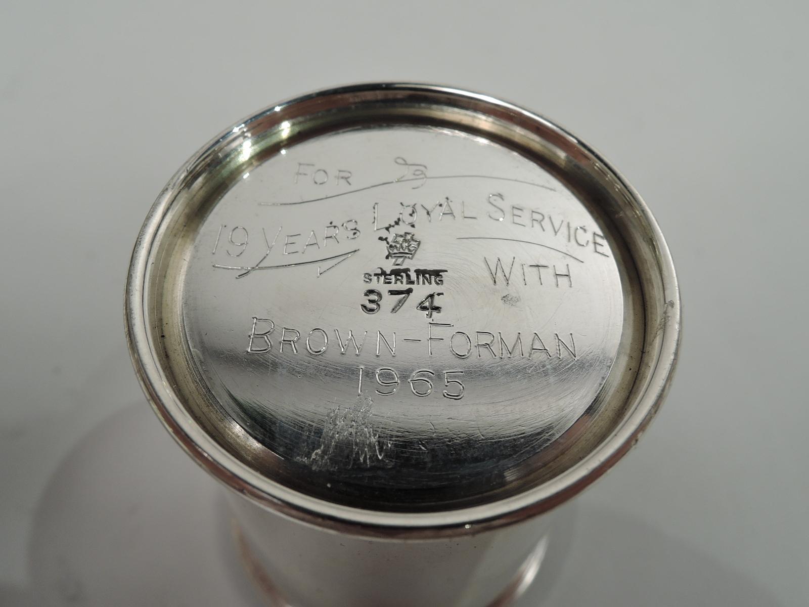20th Century American Modern Sterling Silver Shot Glass