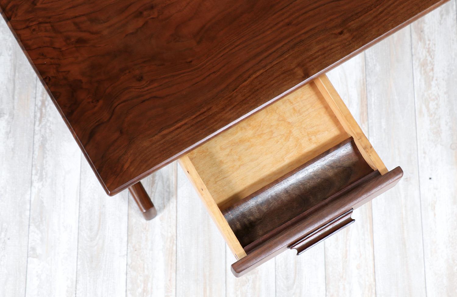 Wood Expertly Restored - American Modern Studio Craft Sculpted Walnut Executive Desk For Sale