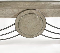 American Modern Travertine and Nickel Console Table, Maitland Smith