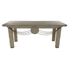 American Modern Travertine and Nickel Console Table, Maitland Smith