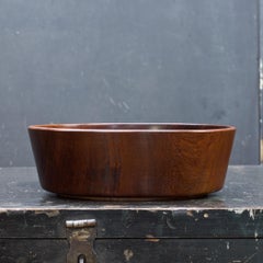 American Modern Turned Mahogany Wood Fruit Centerpiece Bowl