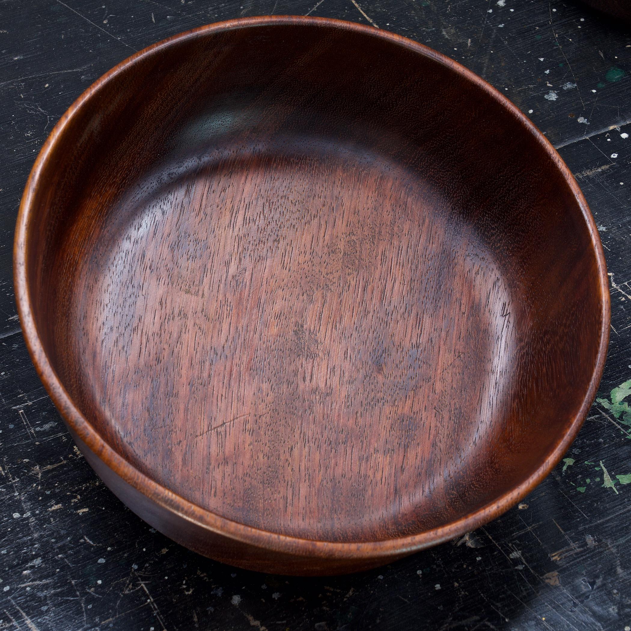 Oiled American Modern Turned Mahogany Wood Fruit Centerpiece Bowl  For Sale
