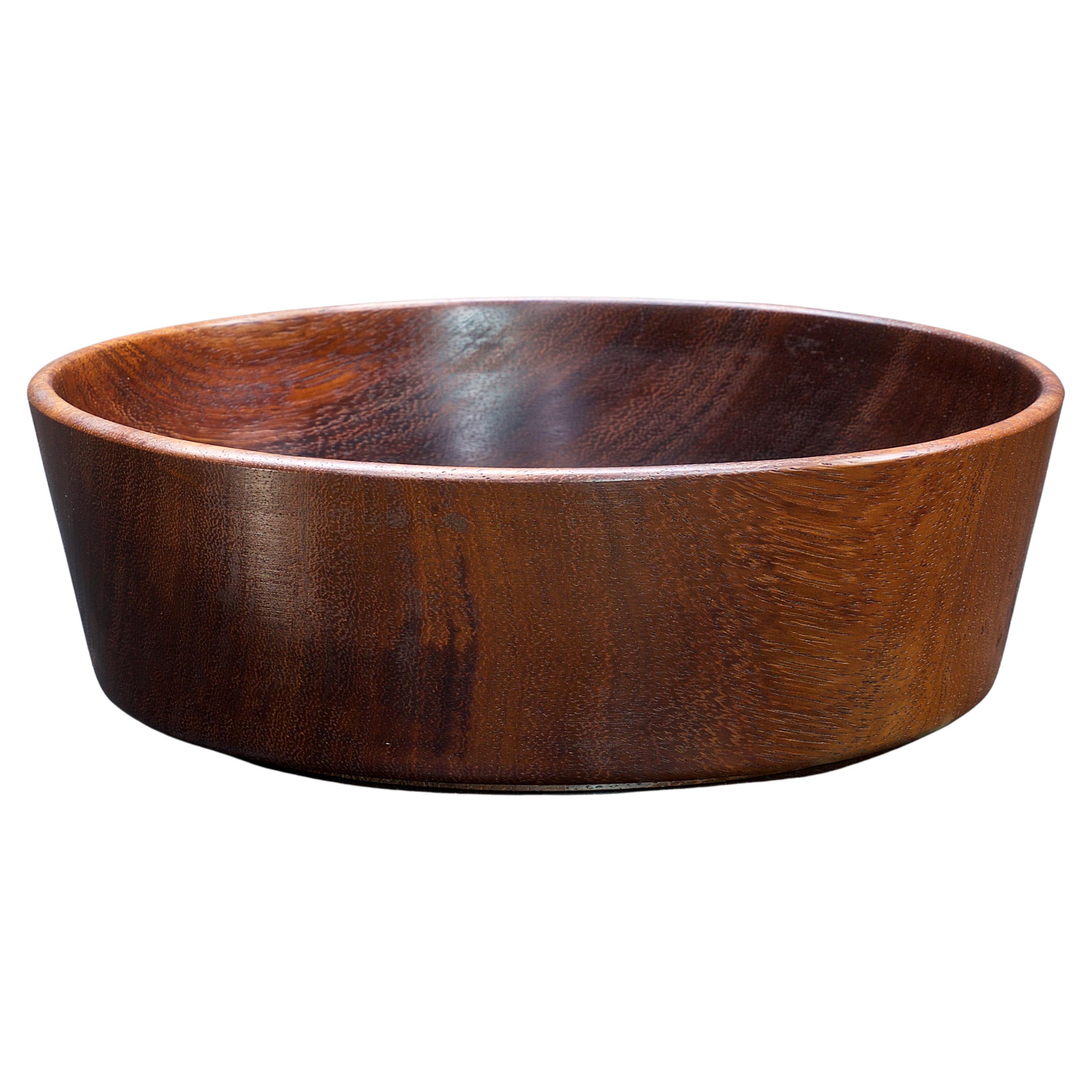 American Modern Turned Mahogany Wood Fruit Centerpiece Bowl  For Sale