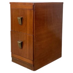 American Modern Two-Drawer Bedside Cabinet with Deco-Influenced Sculptural Pulls
