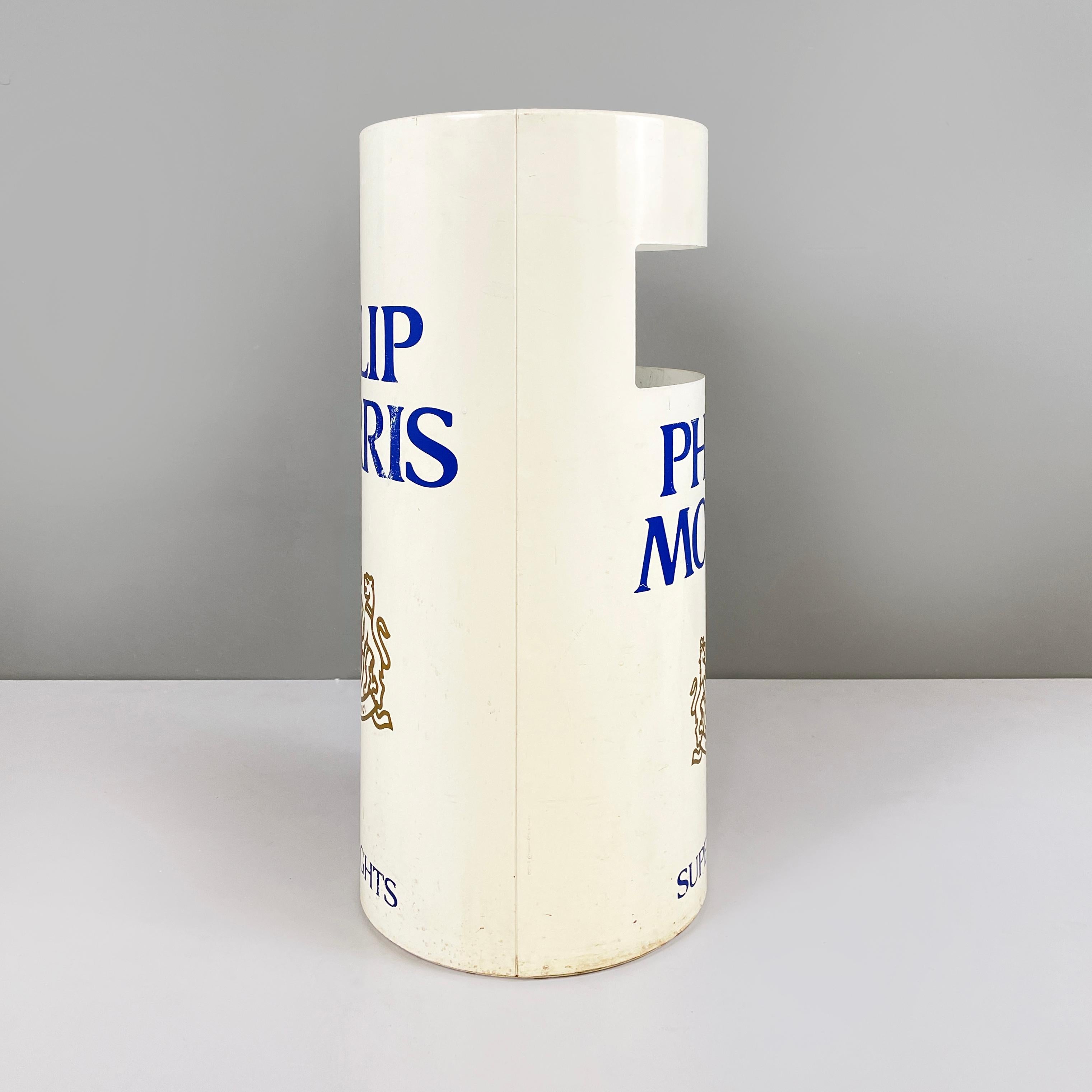 Modern American modern umbrella stand in white metal by Philip Morris cigarette, 1990s