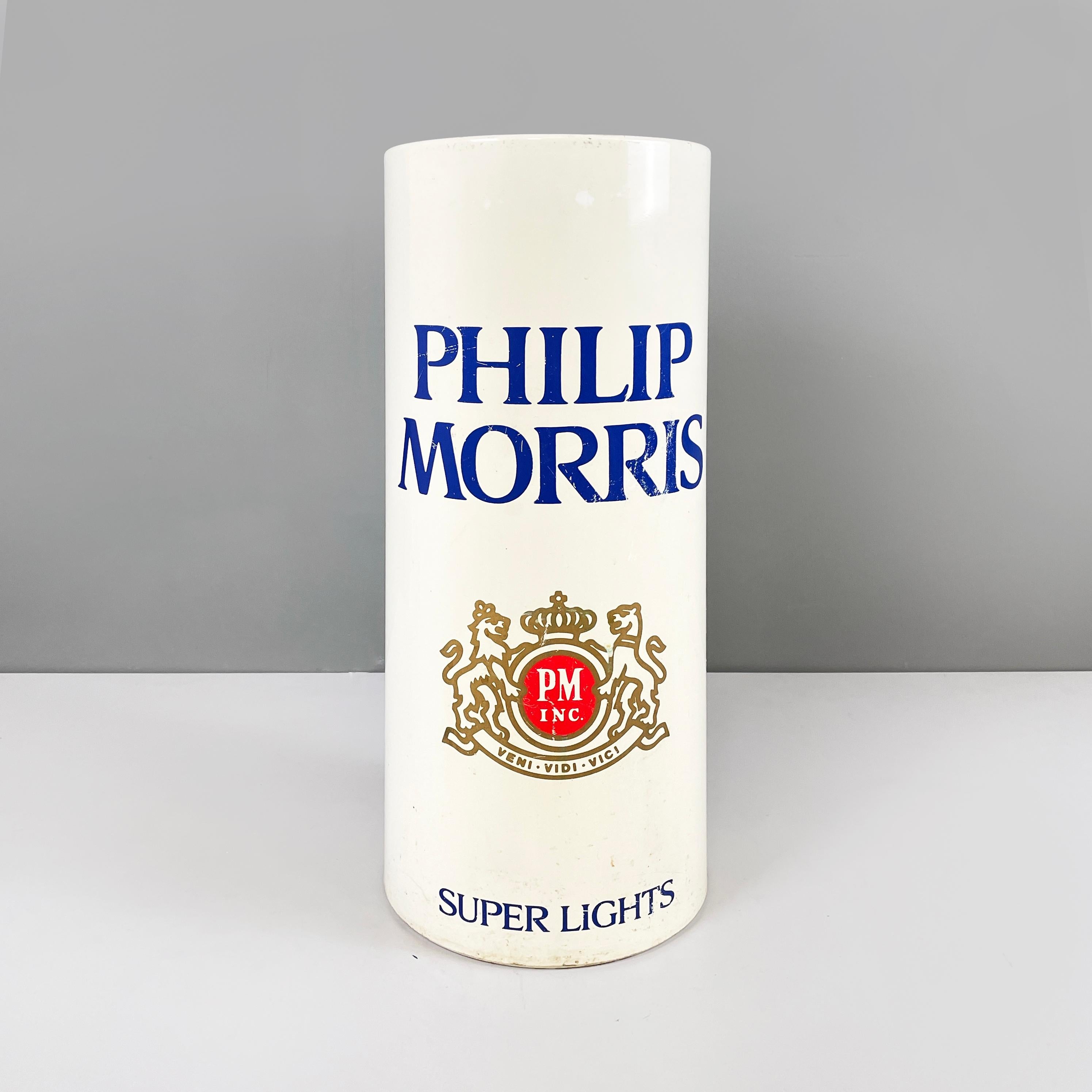American modern umbrella stand in white metal by Philip Morris cigarette, 1990s In Good Condition In MIlano, IT