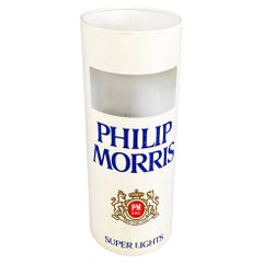 Used American modern umbrella stand in white metal by Philip Morris cigarette, 1990s