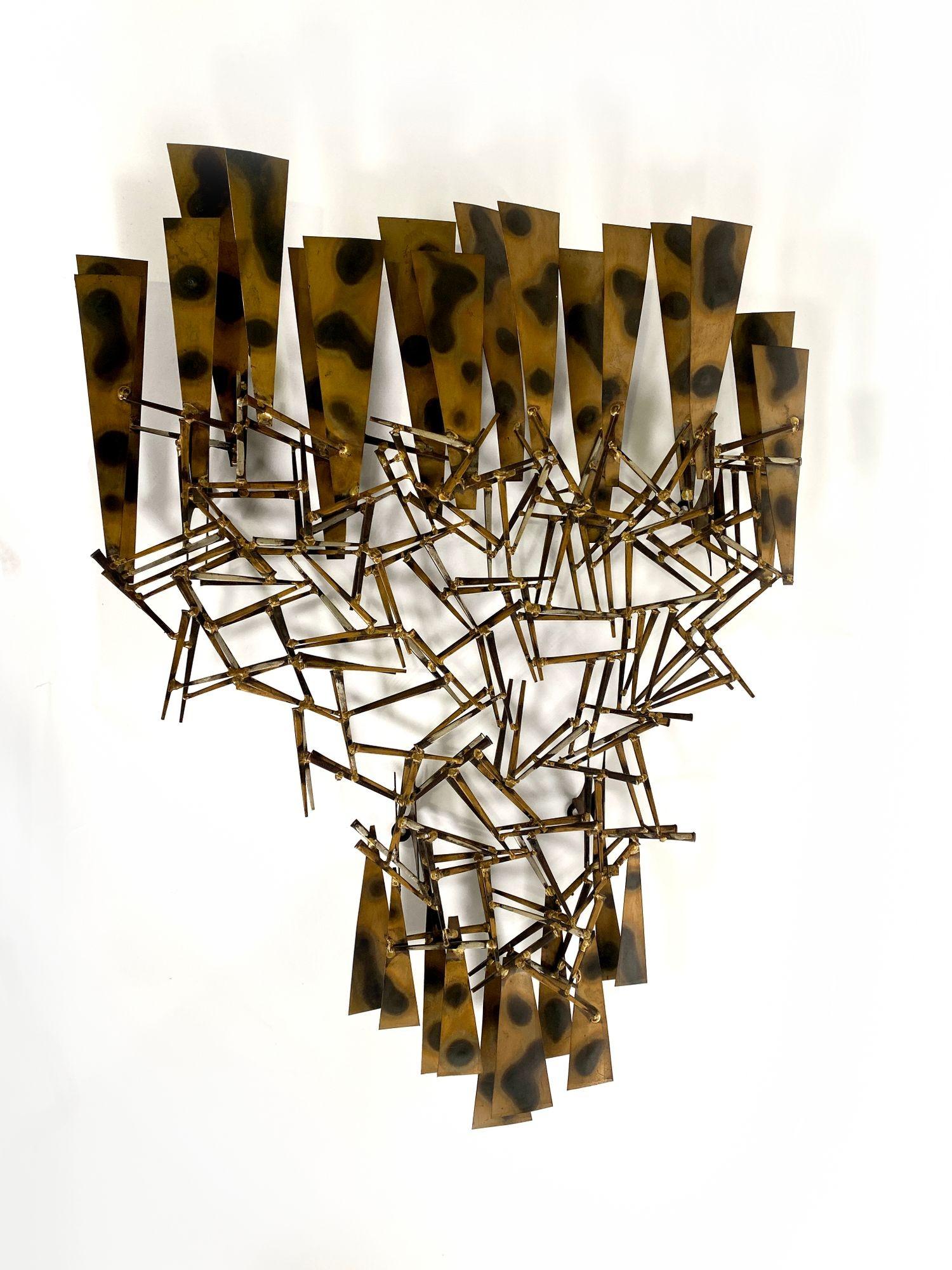 American Modern Wall hanging Sculpture, Curtis Jere In Good Condition For Sale In Hollywood, FL
