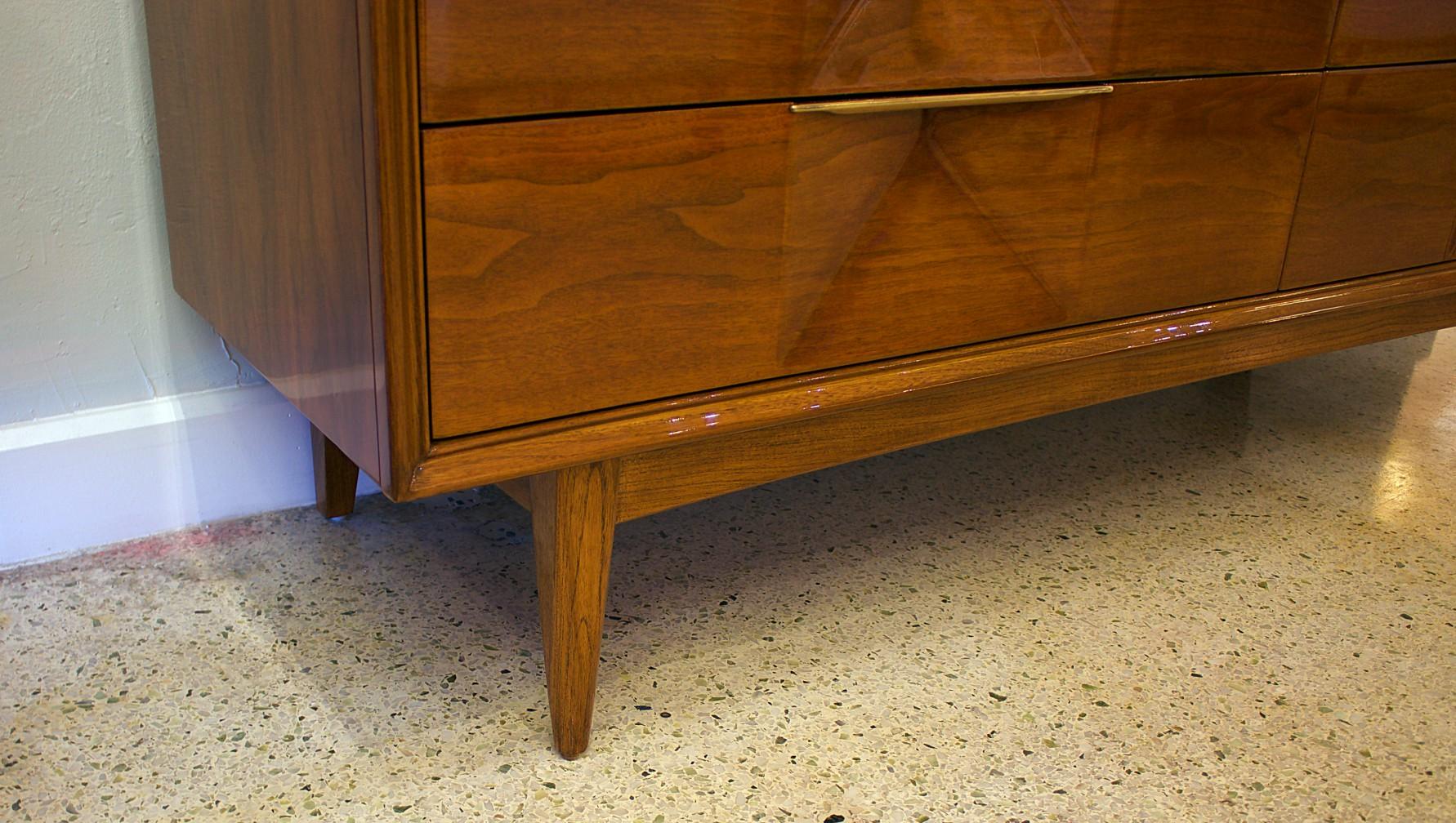 Mid-Century Modern American Modern Walnut and Brass Chest of Drawers, American of Martinsville