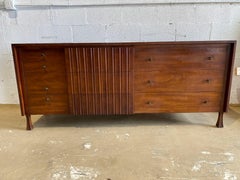 American Modern Walnut and Bronze Dresser, John Widdecomb