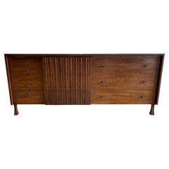 American Modern Walnut and Bronze Dresser, John Widdecomb