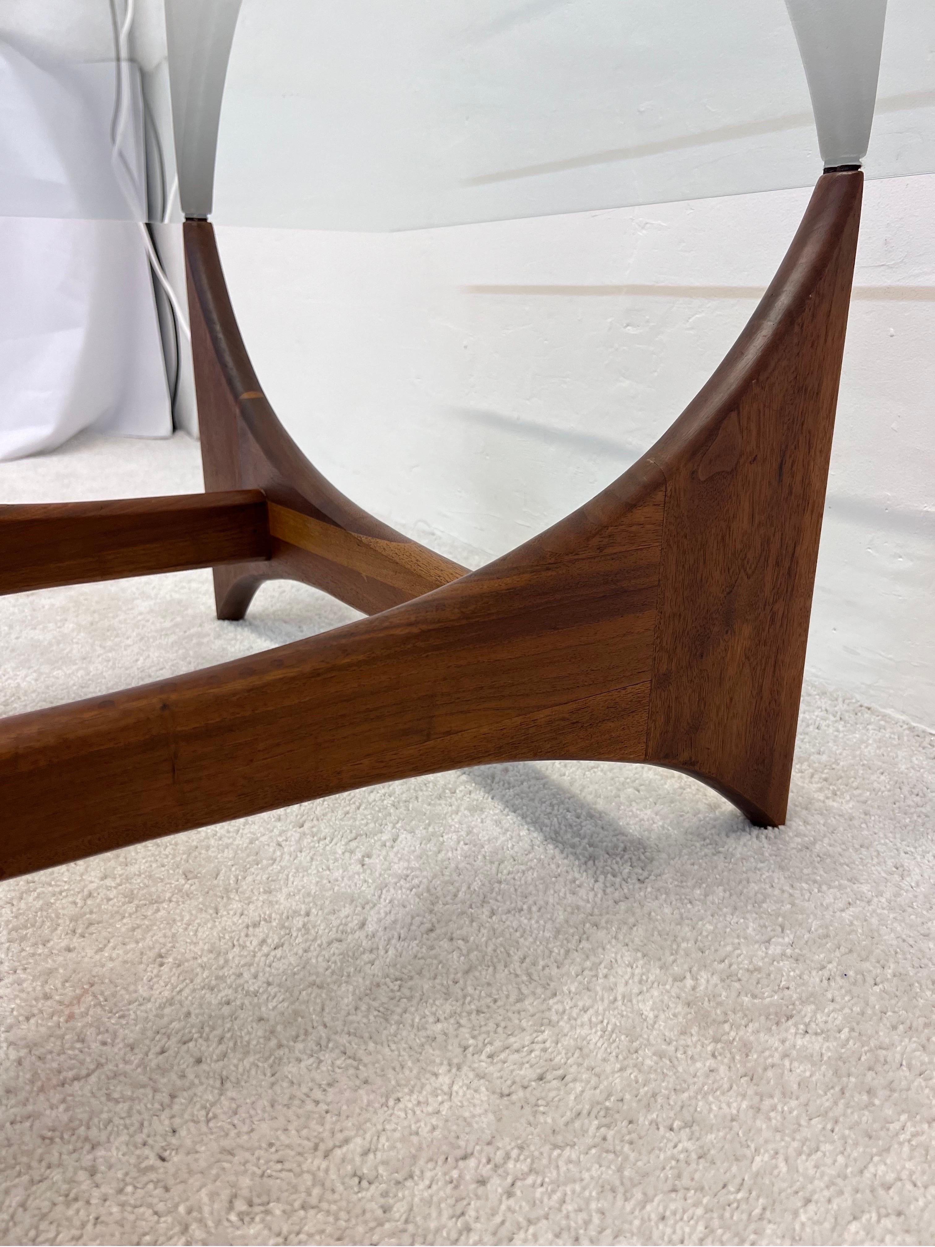 American Modern Walnut and Glass Coffee or Cocktail Table by Adrian Pearsall For Sale 2