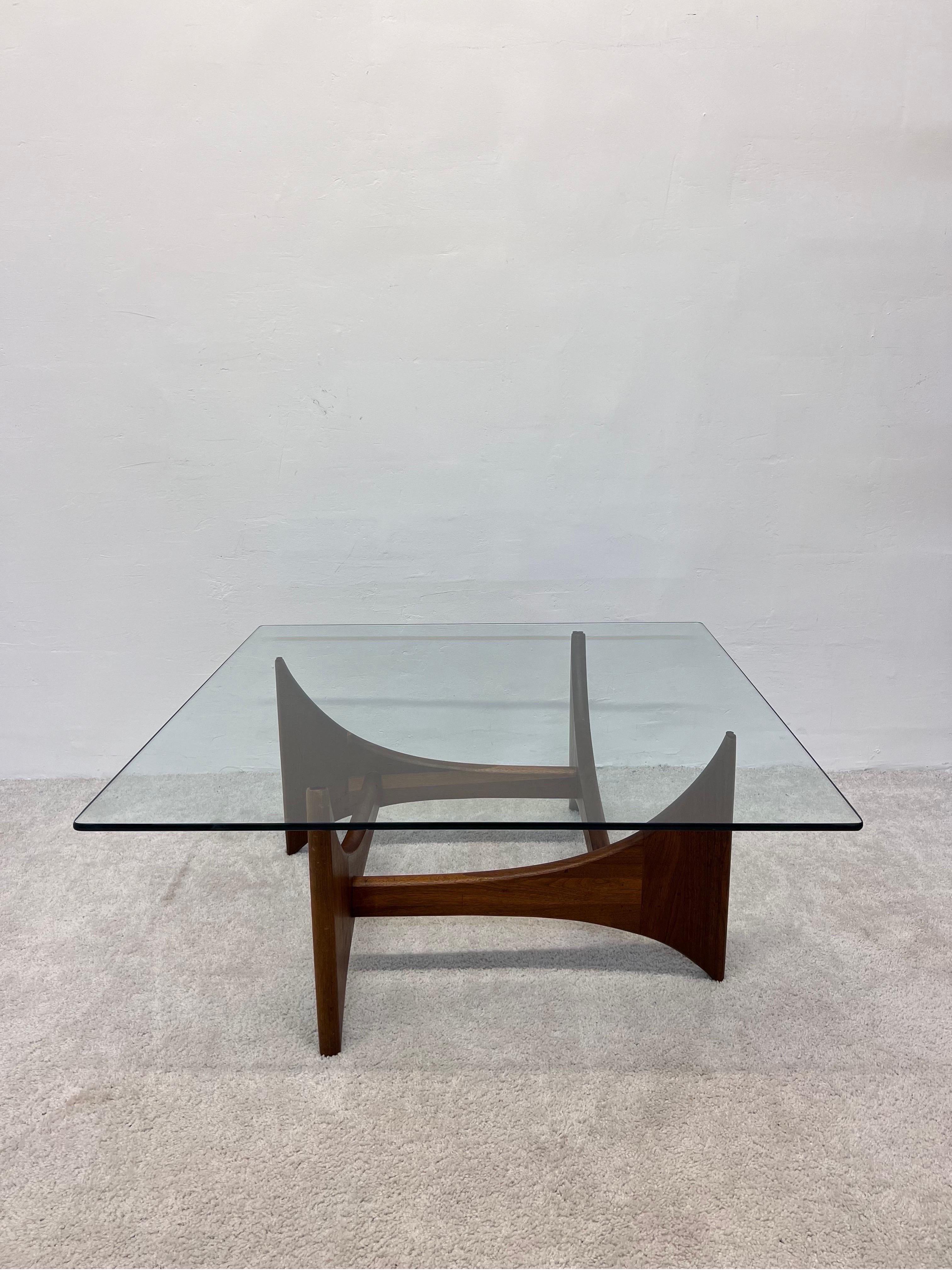 Mid-Century Modern American Modern Walnut and Glass Coffee or Cocktail Table by Adrian Pearsall For Sale