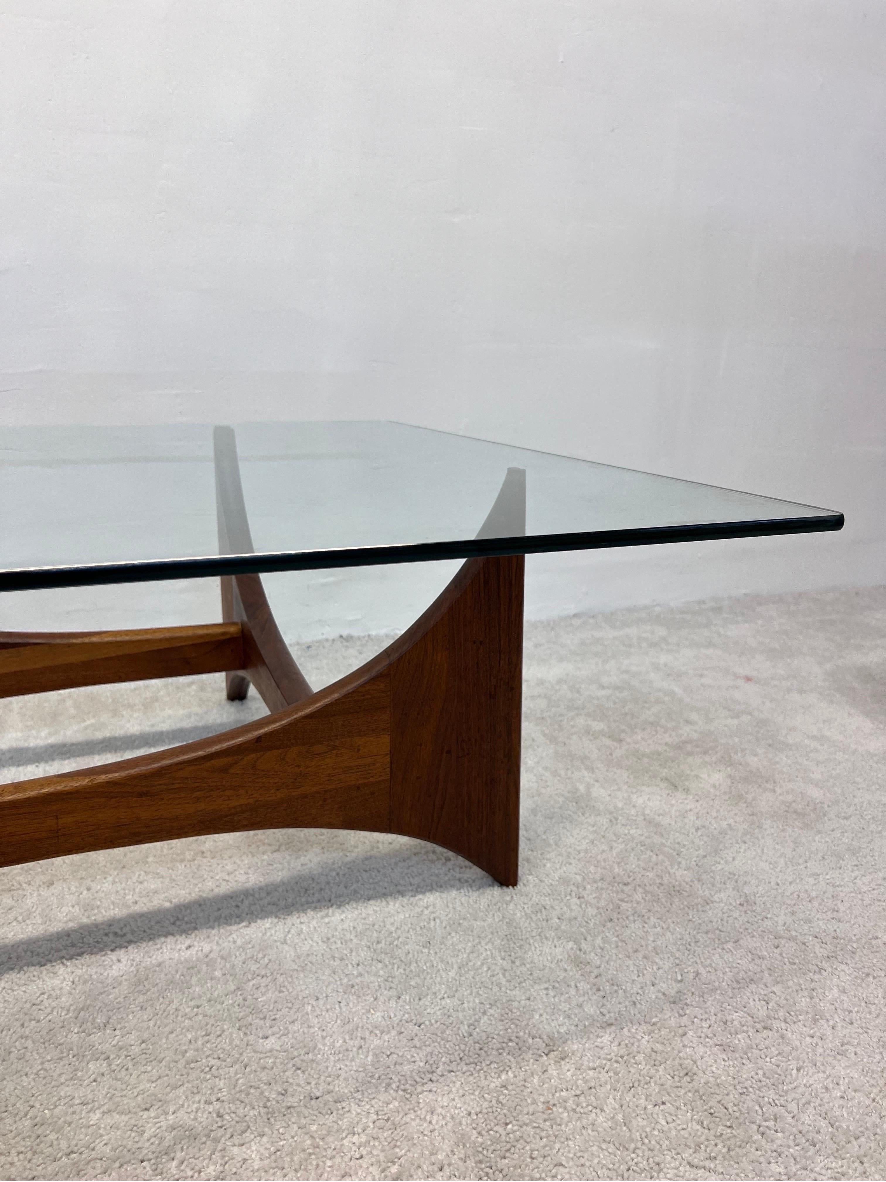 American Modern Walnut and Glass Coffee or Cocktail Table by Adrian Pearsall In Good Condition For Sale In Miami, FL