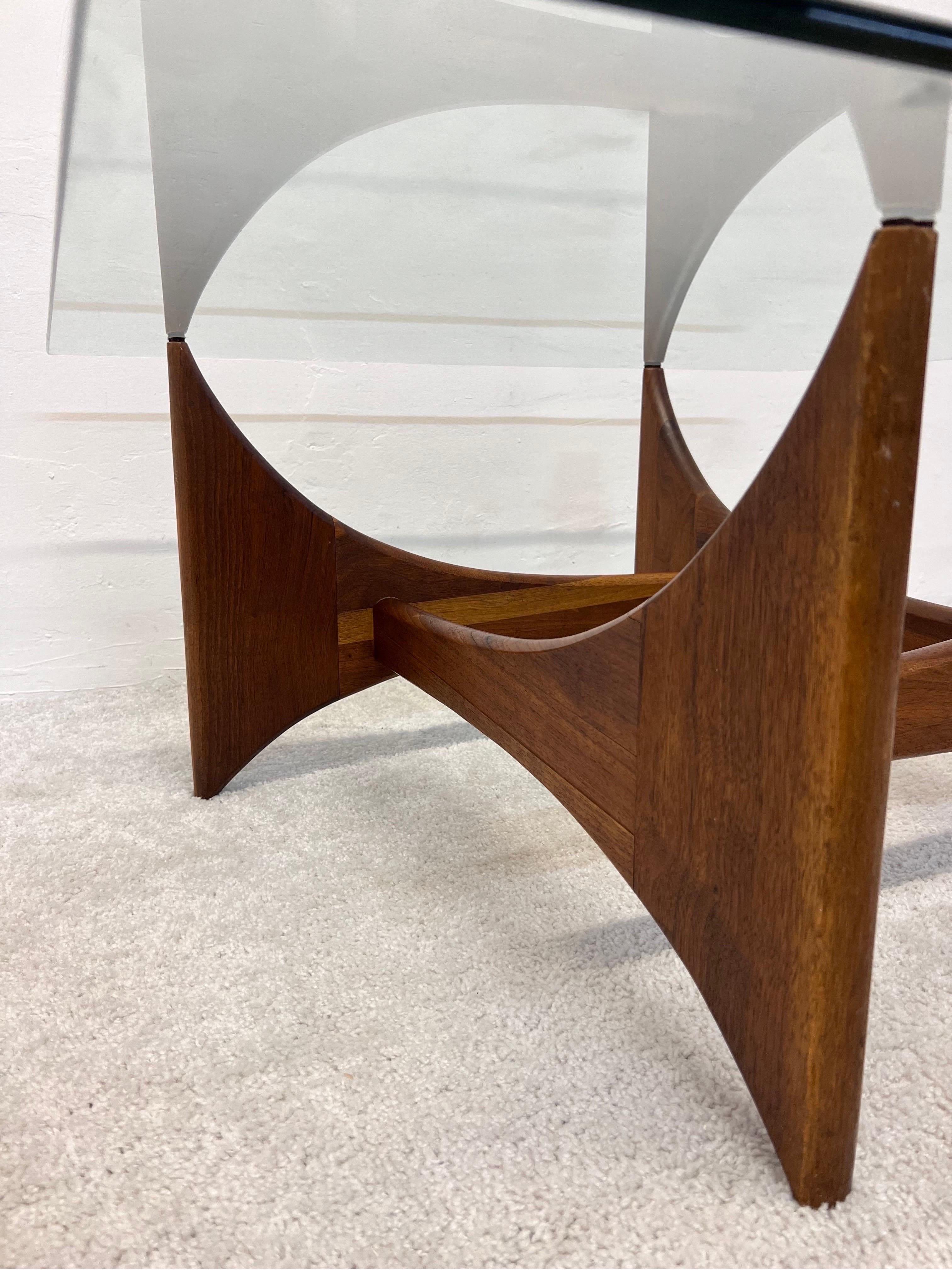 American Modern Walnut and Glass Coffee or Cocktail Table by Adrian Pearsall For Sale 1