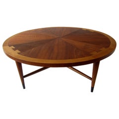 American Modern Walnut and Teak Circular Low Table, Lane