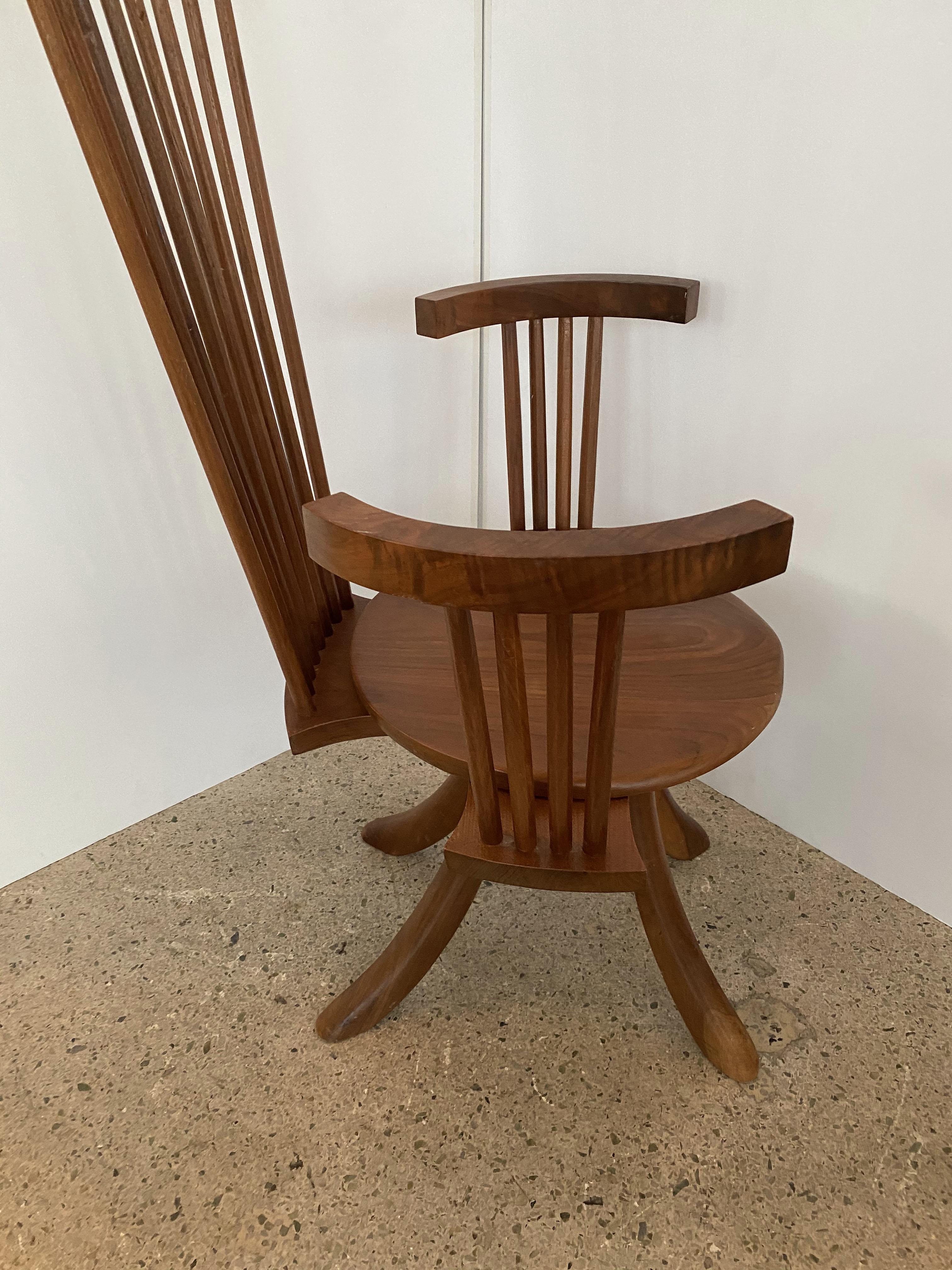 Mid-Century Modern American Modern Walnut High Back Armchair, Jeffrey Greene For Sale