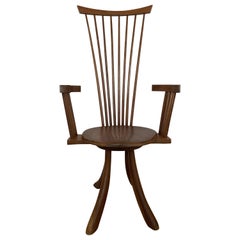 American Modern Walnut High Back Armchair, Jeffrey Greene