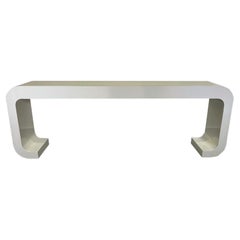 American Modern White Lacquer Waterfall Console Table, Ron Seff