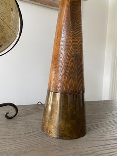 American Modern Wood and Brass Table Lamp