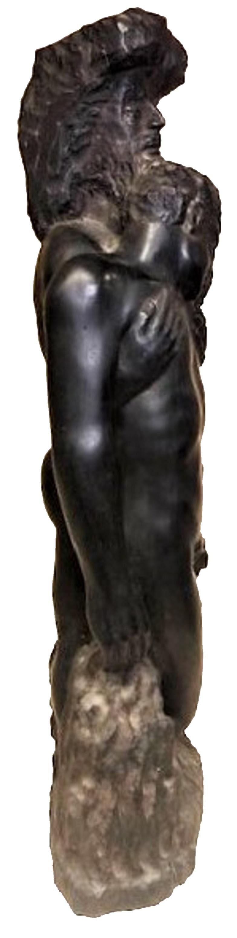 Sculpté à la main Modernisme américain, paire d'hommes nus, sculpture en bois sculptée à la main, vers 1940 en vente