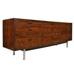 American Modernist 9-Drawer Dresser  Sideboard in Rosewood w. Chrome Legs