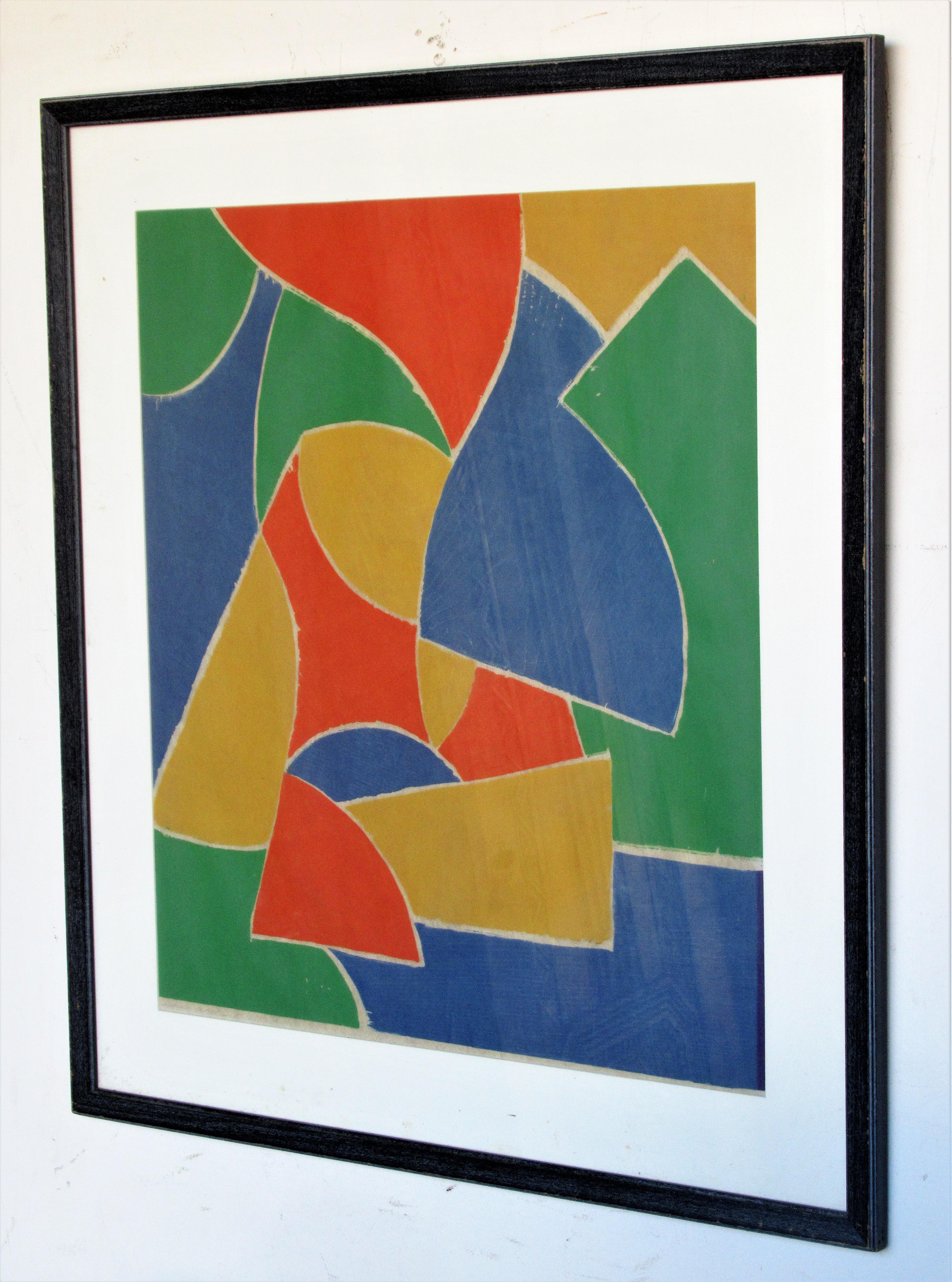 Two vibrant modernist abstract artist proof woodcut prints in the original period wood frames with matting. Pencil signed titled dated by artist bottom margins, Pat Blackmun, artist proof, 1971. Both were de-accessioned from the Memorial Art Gallery