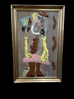 American Modernist Acryl auf Karton Gemälde von Zoute' C.1948