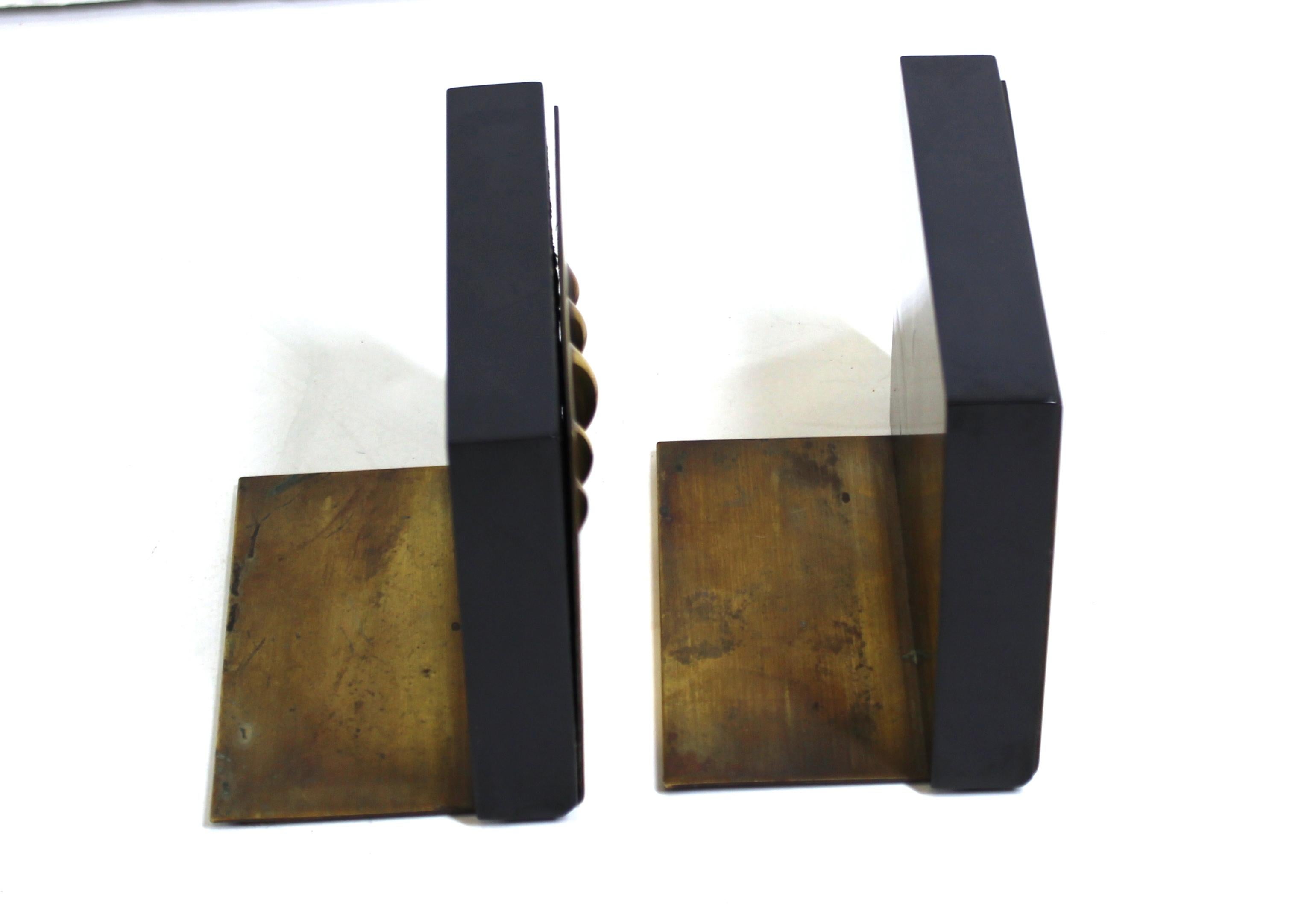 Mid-20th Century American Modernist Bookends in Solid Bakelite and Brass