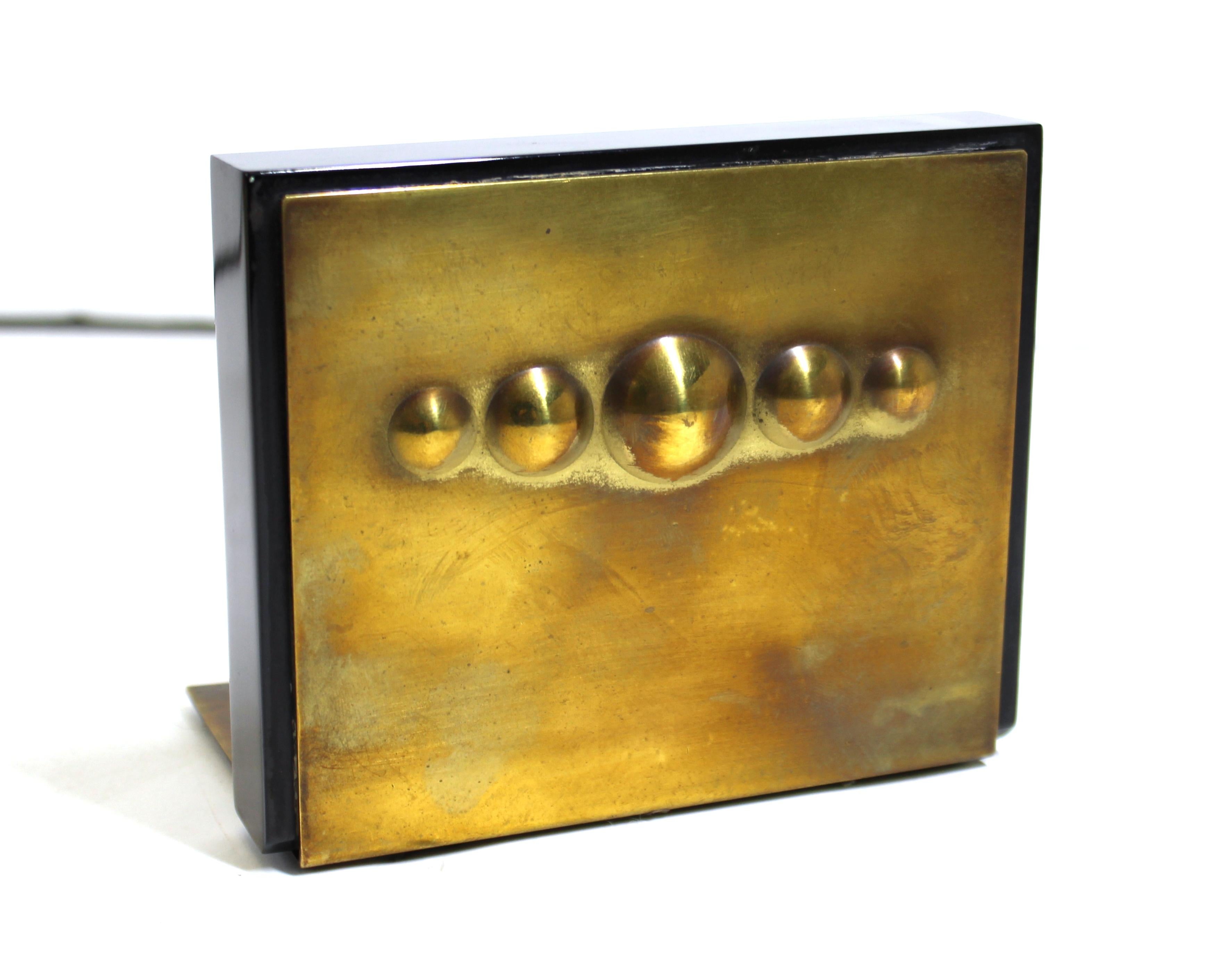 American Modernist Bookends in Solid Bakelite and Brass 2
