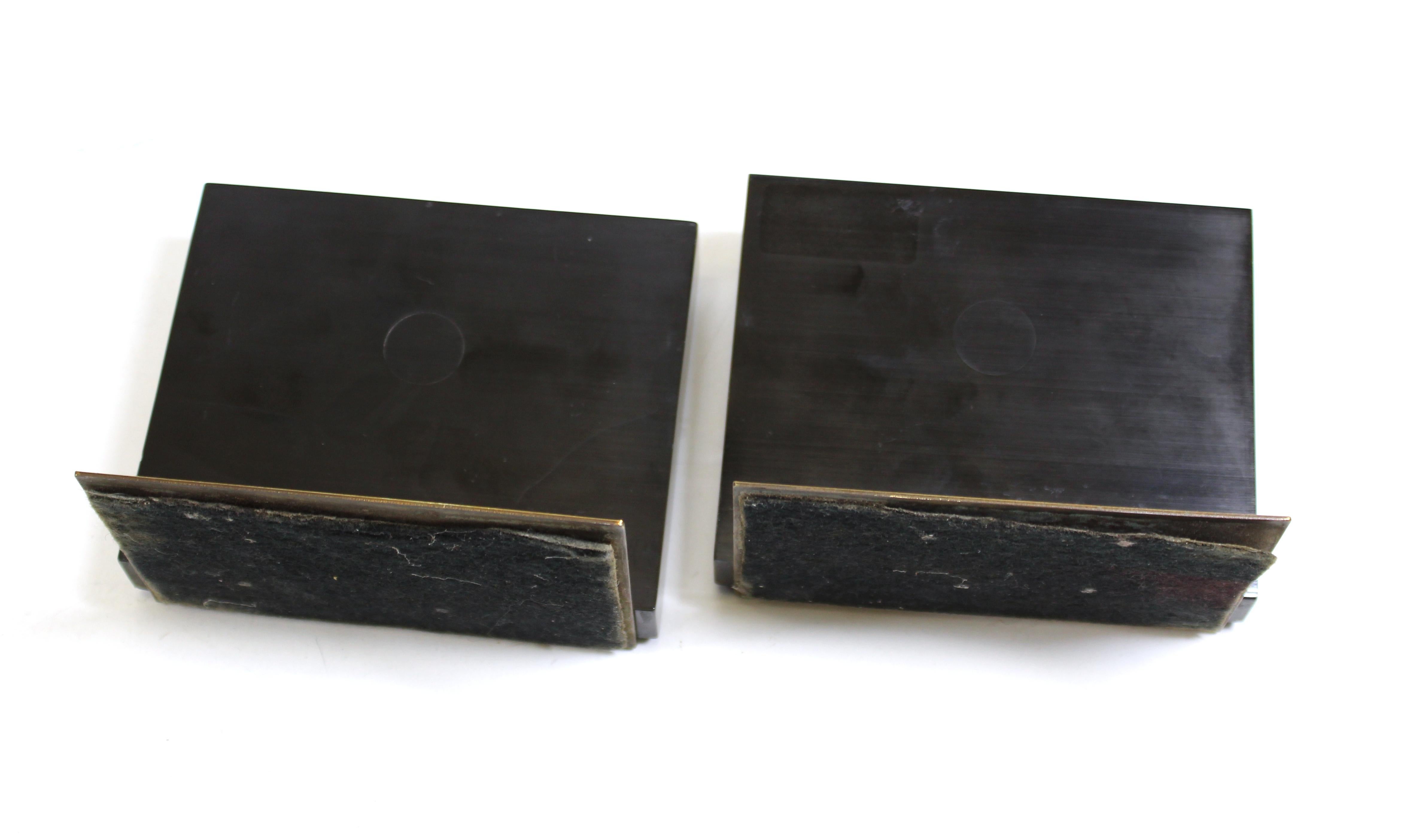 American Modernist Bookends in Solid Bakelite and Brass 3