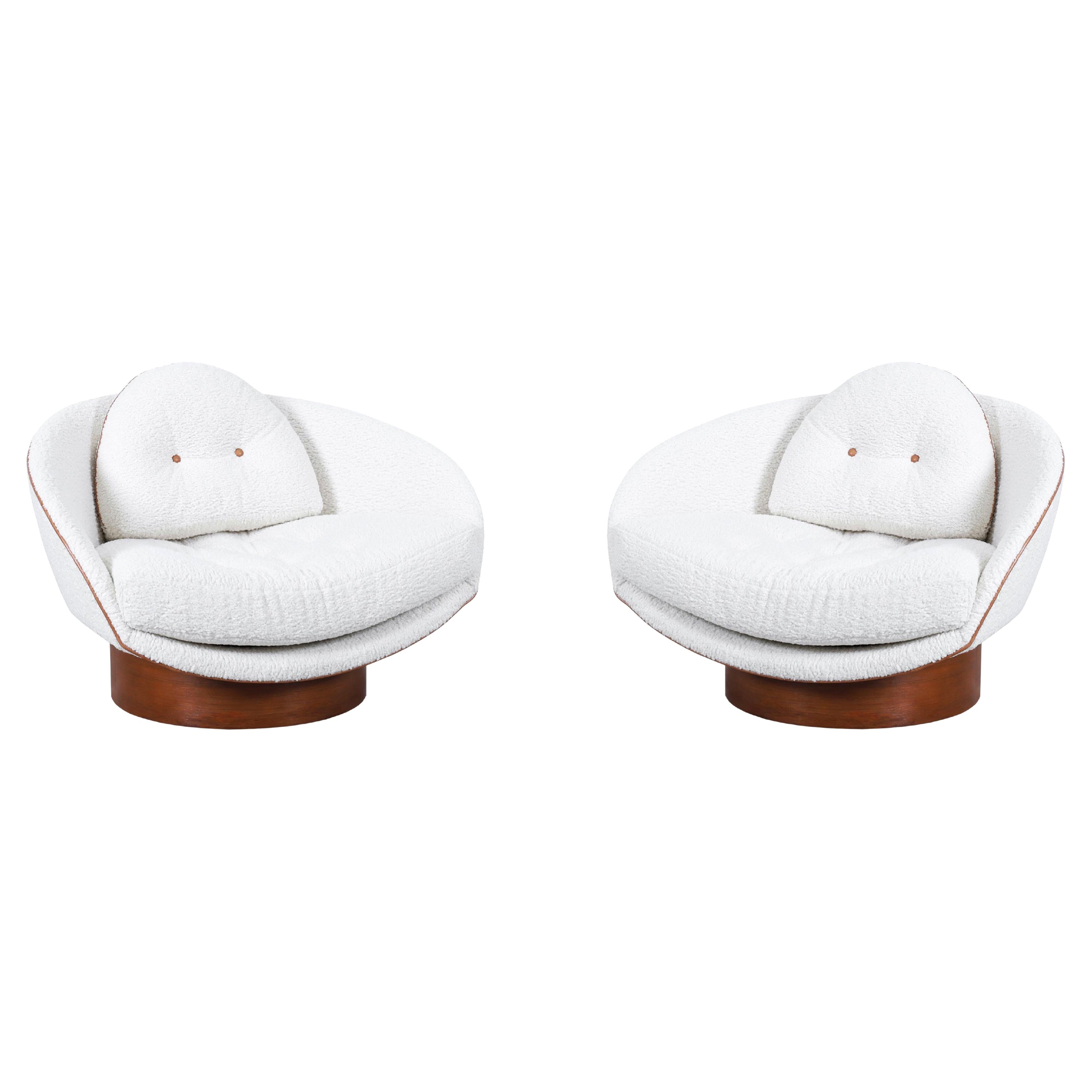 Modernistische Bouclé- und Leder-Loungesessel aus Amerika