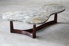 American Modernist Designer, Coffee Table, Marble, Walnut, 1950s, America