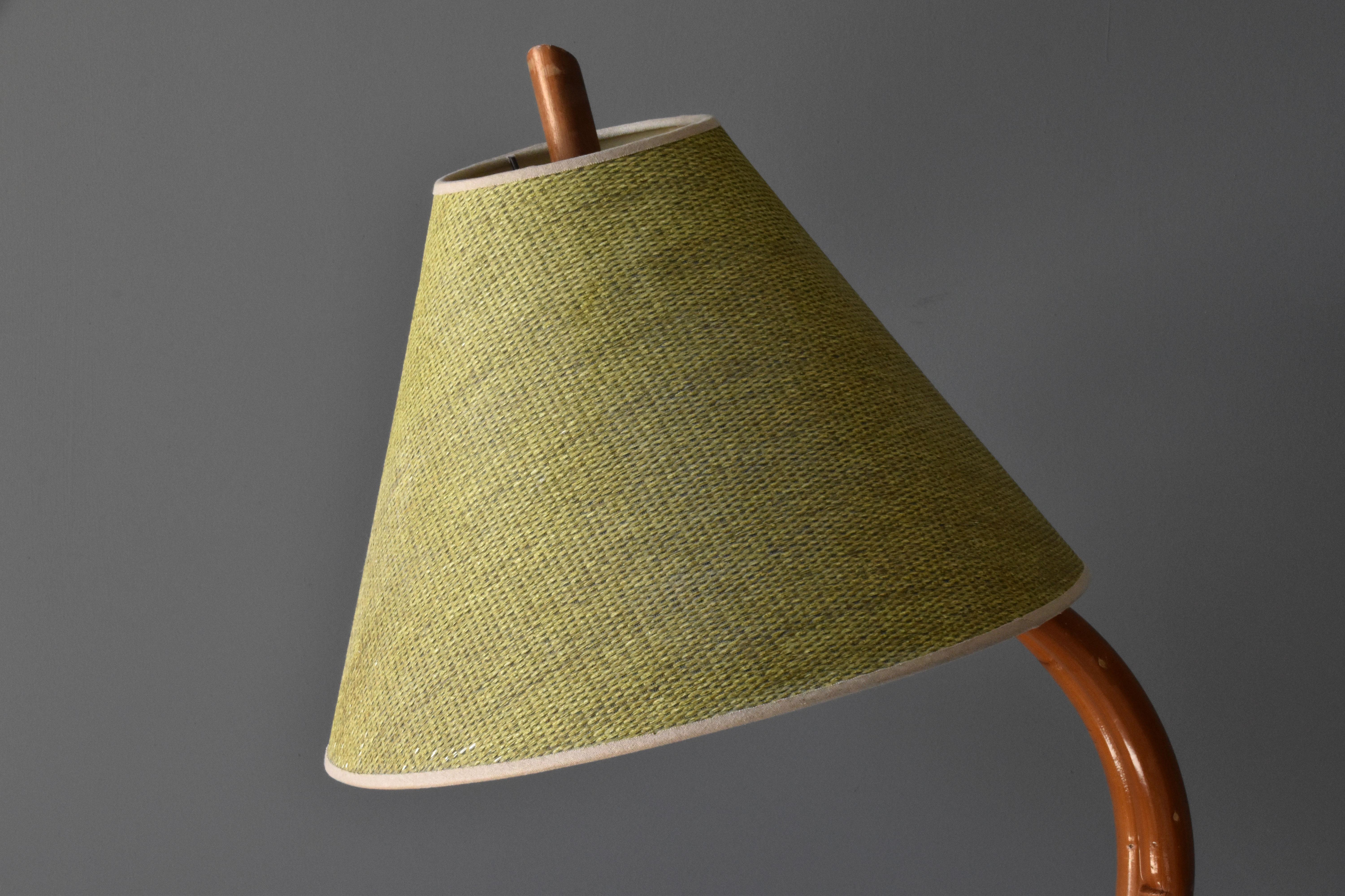 Fabric American Modernist Designer, Organic Floor Lamp, Bamboo, Cane, Wood, 1950s